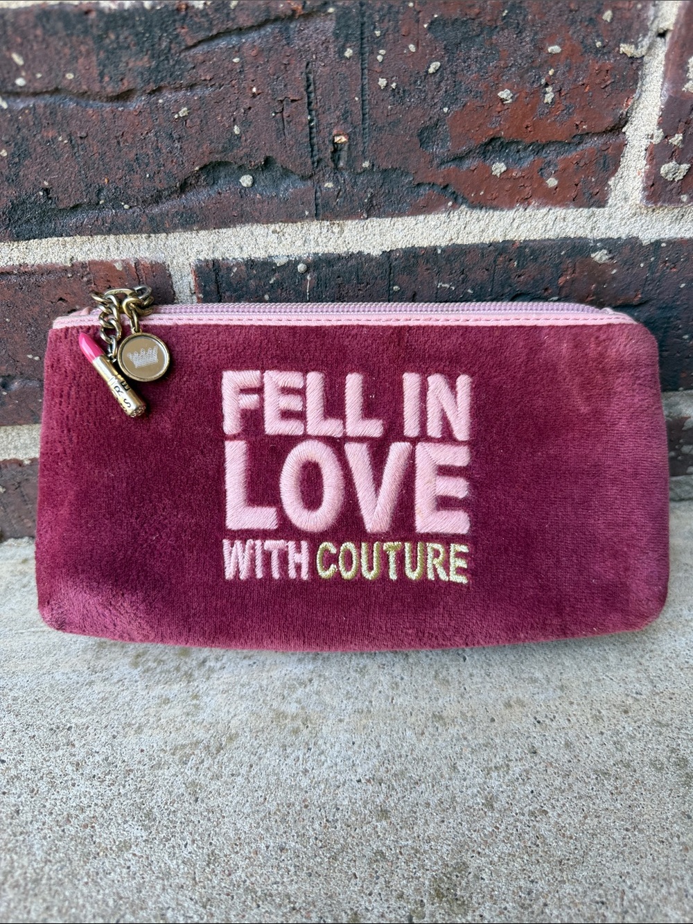 Y2K velour Juicy Couture cosmetic pouch